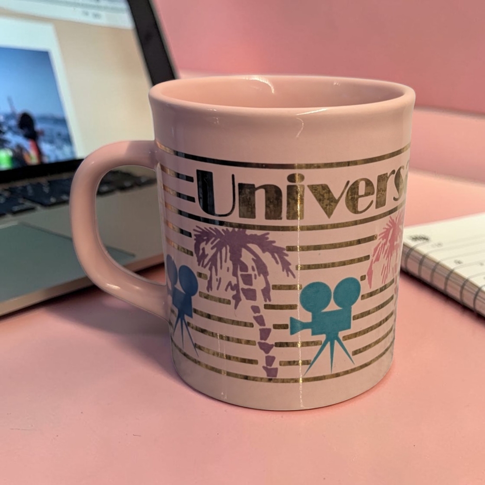 Vintage Small Pink Universal Studios Palm Trees, Old Hollywood Art deco Design